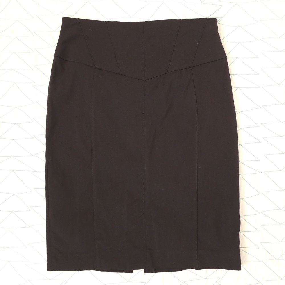 Express Black Corset Detail Back Slit Career Stretch Pencil Skirt